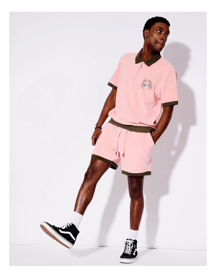 Terry Towelling All Gender Shorts in Pink image 3