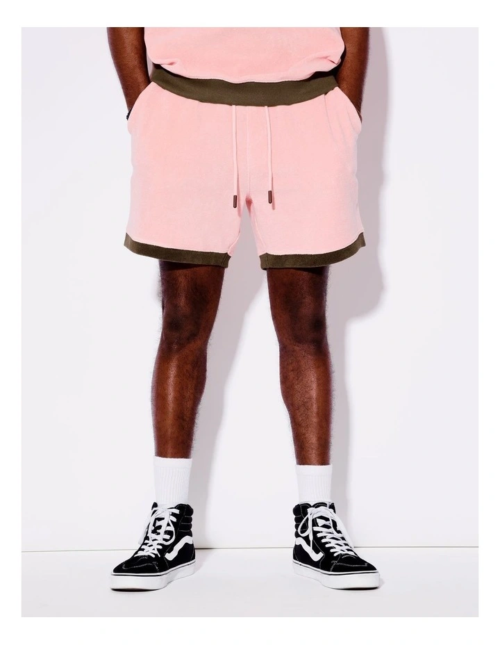 Terry Towelling All Gender Shorts in Pink image 4
