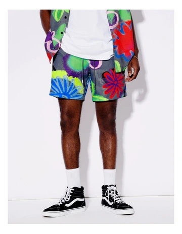 Jairo Print Shorts in Charcoal