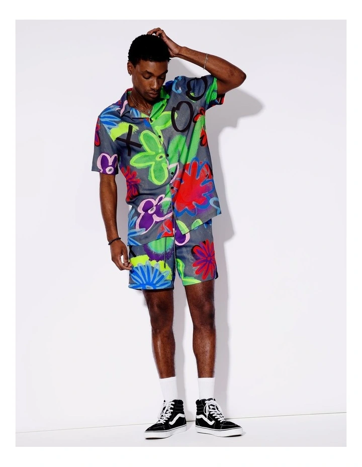 Jairo Print Shorts in Charcoal image 2