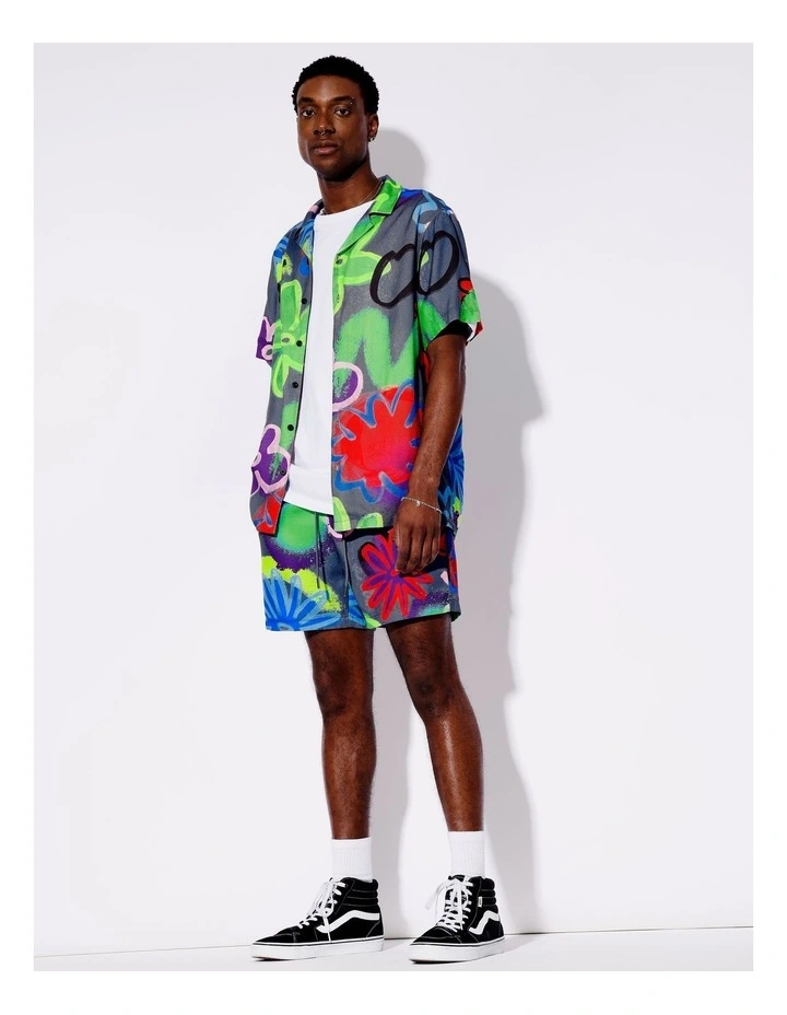 Jairo Print Shorts in Charcoal image 3
