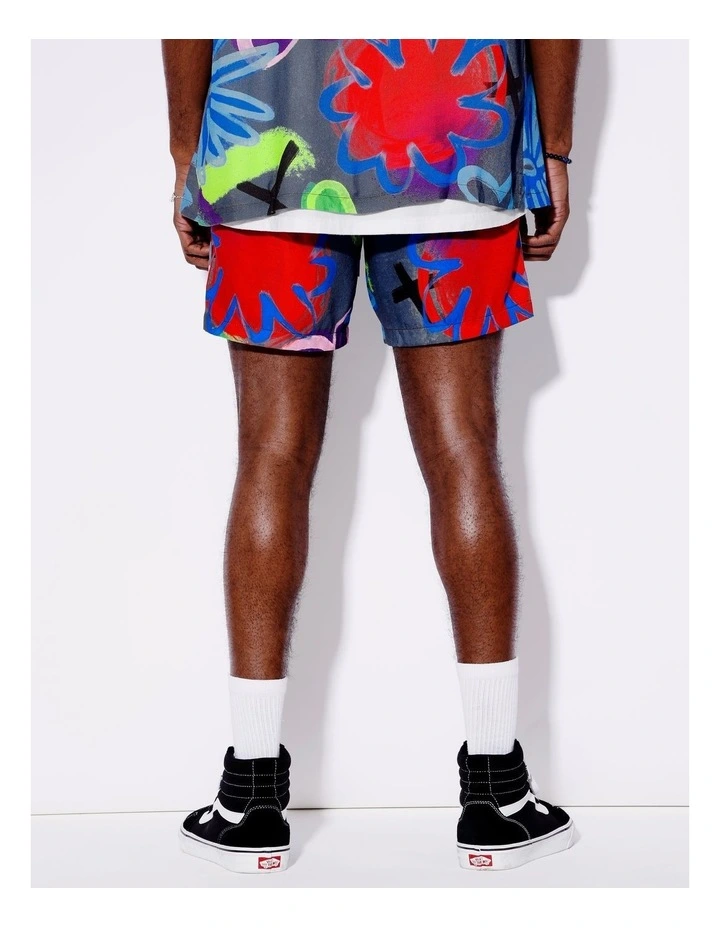Jairo Print Shorts in Charcoal image 5