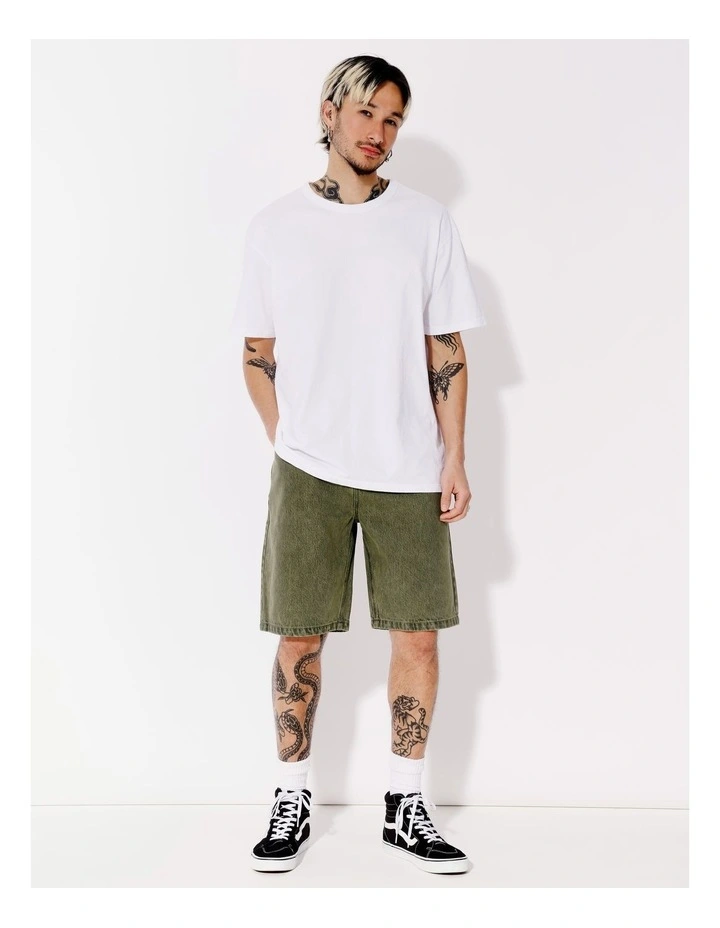 Farley Garment Wash Denim Shorts in Green image 2