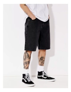 Farley Garment Wash Denim Shorts in Charcoal