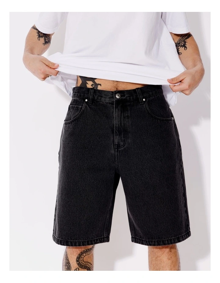 Farley Garment Wash Denim Shorts in Charcoal image 3
