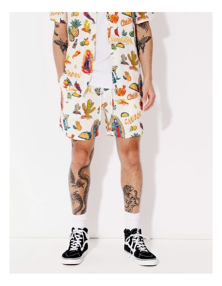 Elena All Over Print Shorts in White image 1