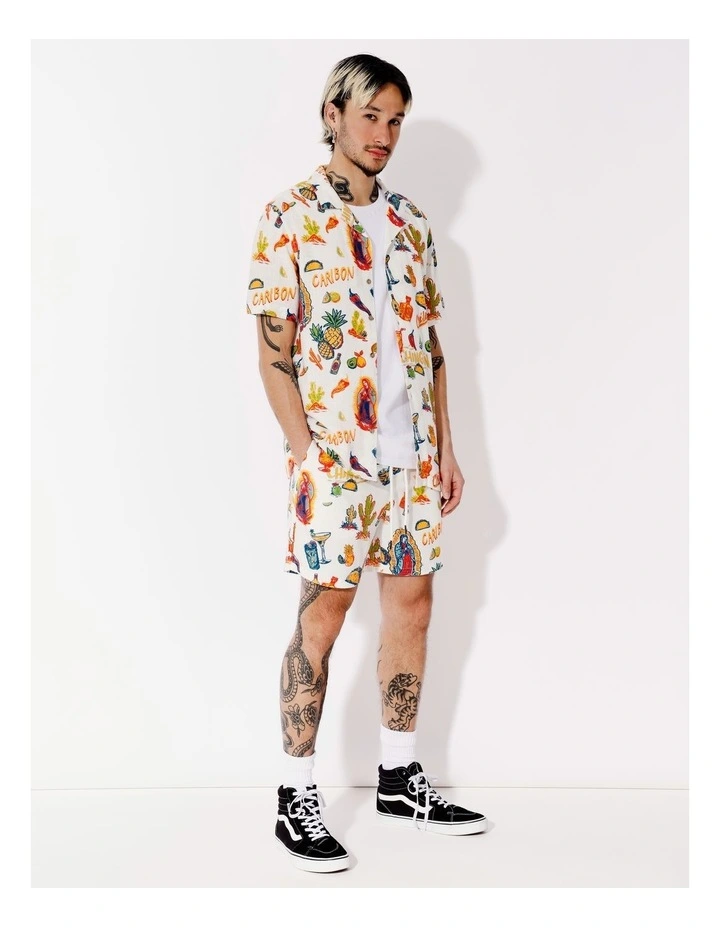 Elena All Over Print Shorts in White image 2