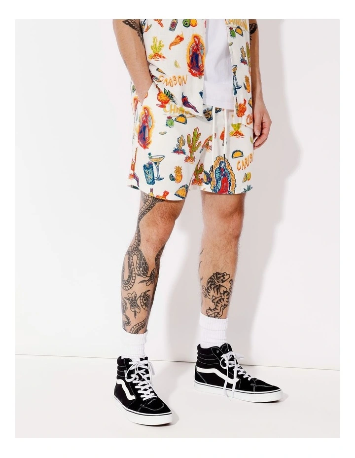 Elena All Over Print Shorts in White image 3