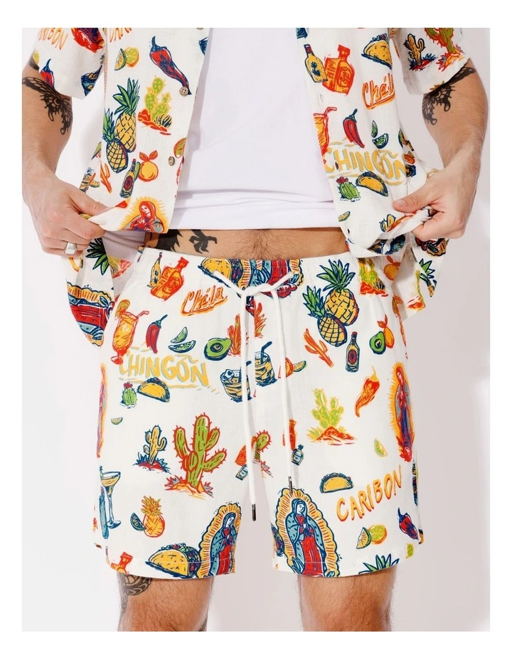 Elena All Over Print Shorts in White image 4