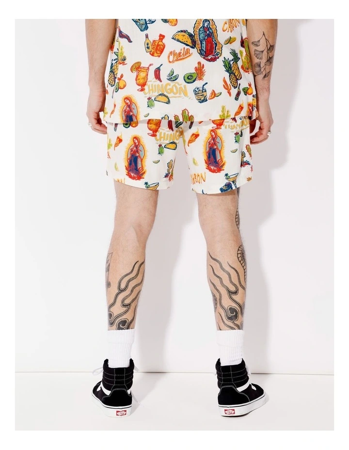 Elena All Over Print Shorts in White image 5