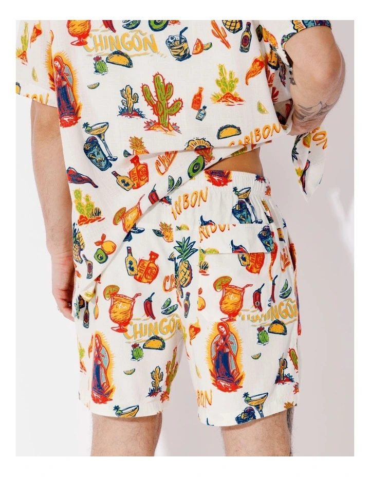 Elena All Over Print Shorts in White image 6