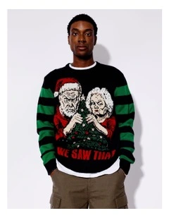 We Saw That Christmas Crew Knit in Black