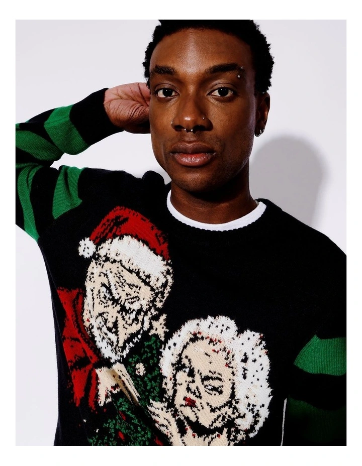 We Saw That Christmas Crew Knit in Black image 4