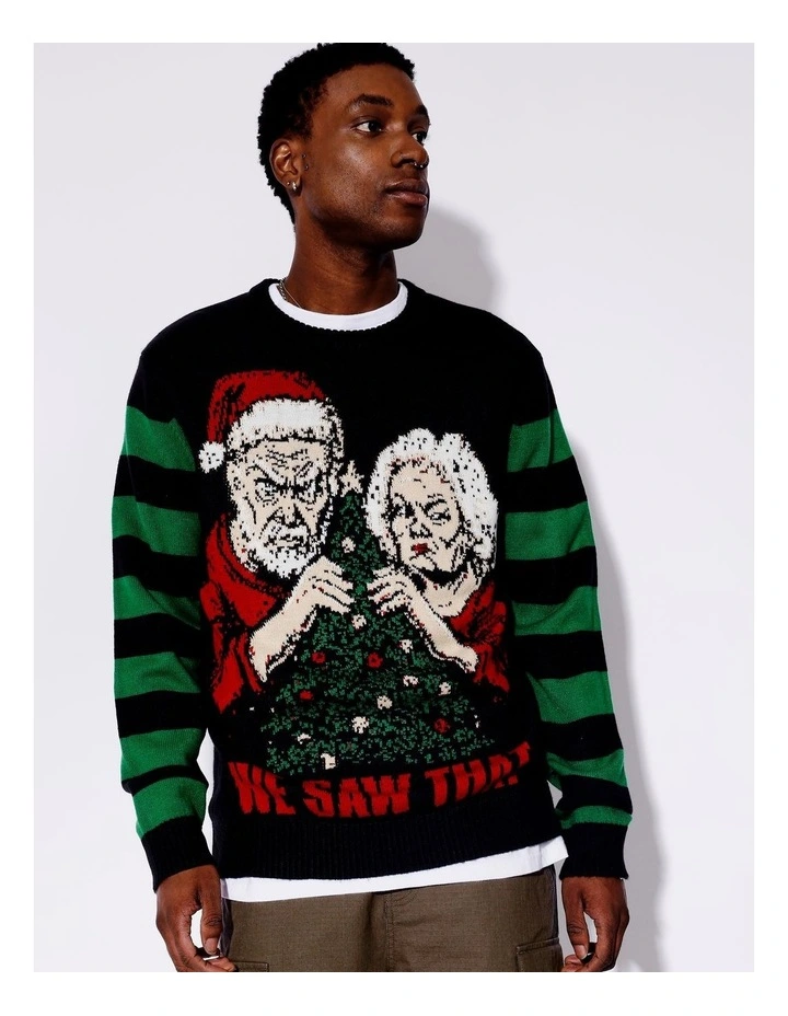 We Saw That Christmas Crew Knit in Black image 5