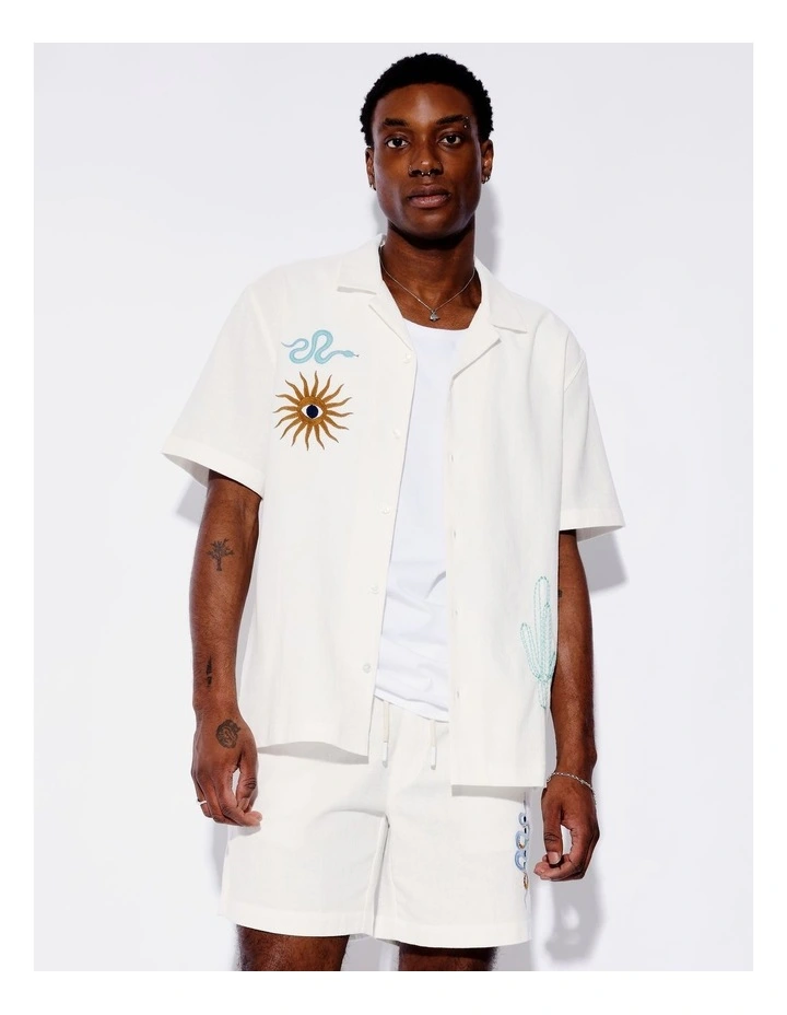 Giddy Up Embroidered Shirt in Ecru image 1