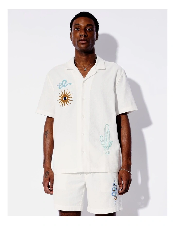 Giddy Up Embroidered Shirt in Ecru image 3