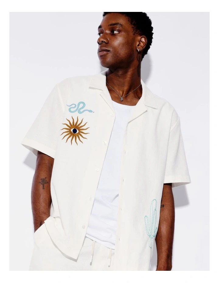 Giddy Up Embroidered Shirt in Ecru image 6