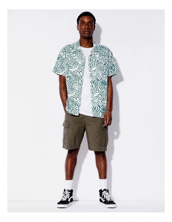 Mapped Out Textured Short Sleeve Shirt in Blue image 2