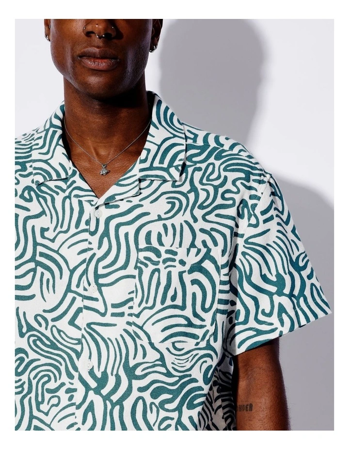 Mapped Out Textured Short Sleeve Shirt in Blue image 4