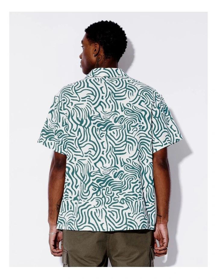 Mapped Out Textured Short Sleeve Shirt in Blue image 5