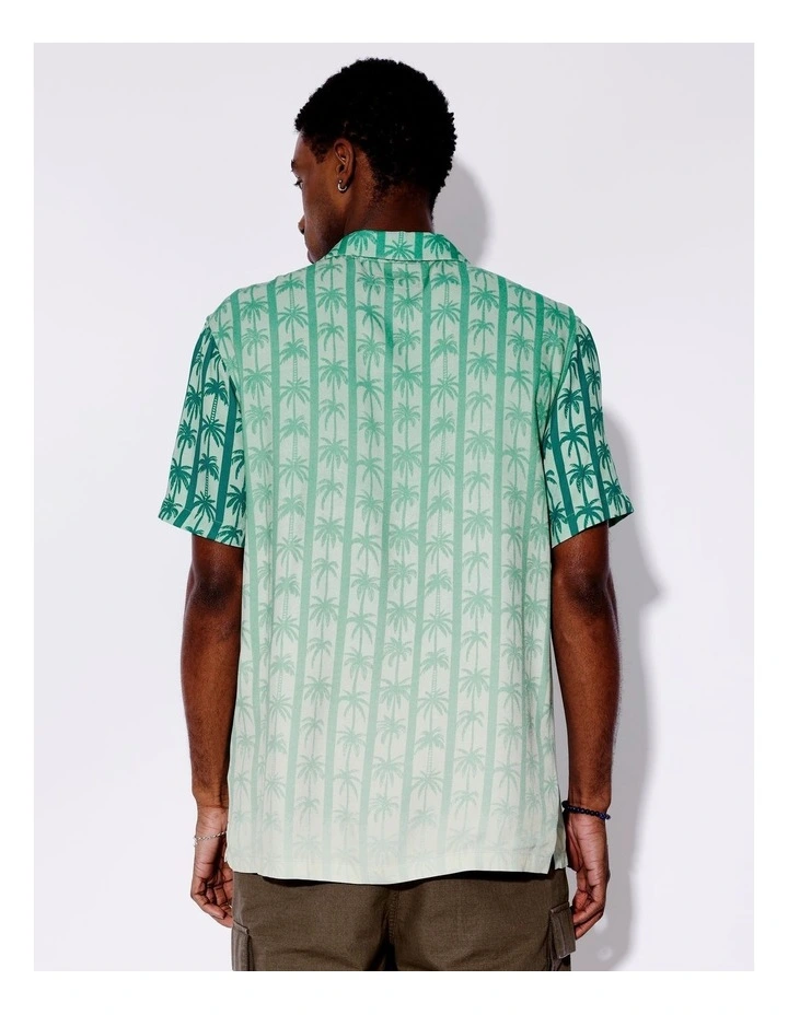 Palm Spring Placement Print Short Sleeve Shirt in Green image 5