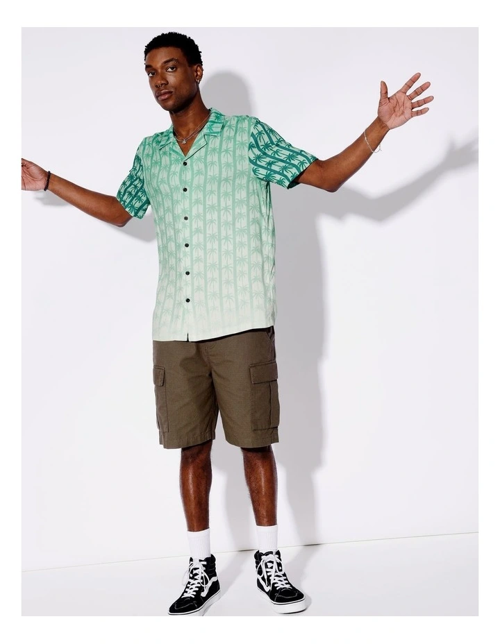 Palm Spring Placement Print Short Sleeve Shirt in Green image 6