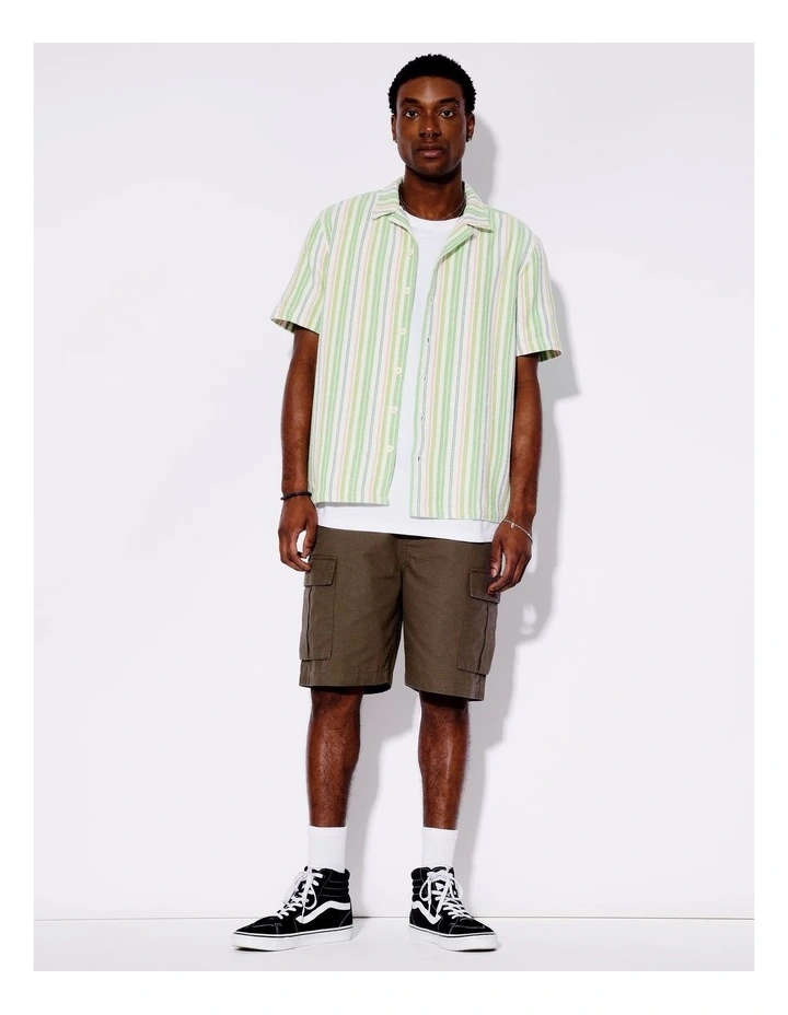 Briar Stripe All Gender Oversized Short Sleeve Shirt in Green image 3