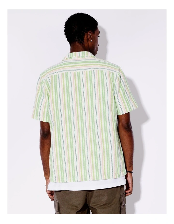 Briar Stripe All Gender Oversized Short Sleeve Shirt in Green image 6