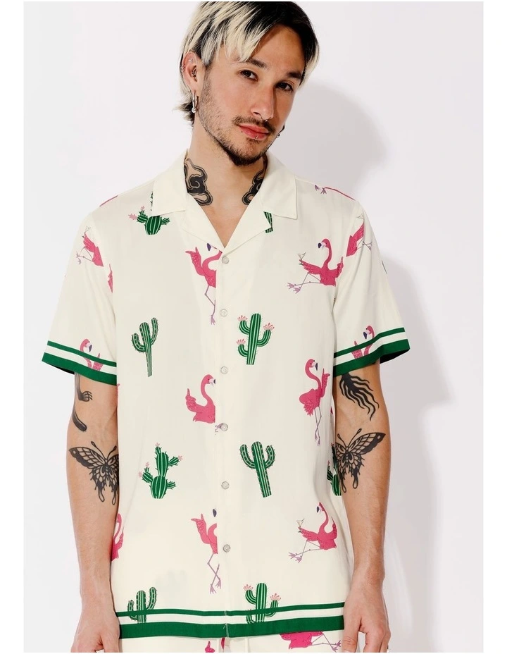 Drago Print Short Sleeve Shirt in Green image 2