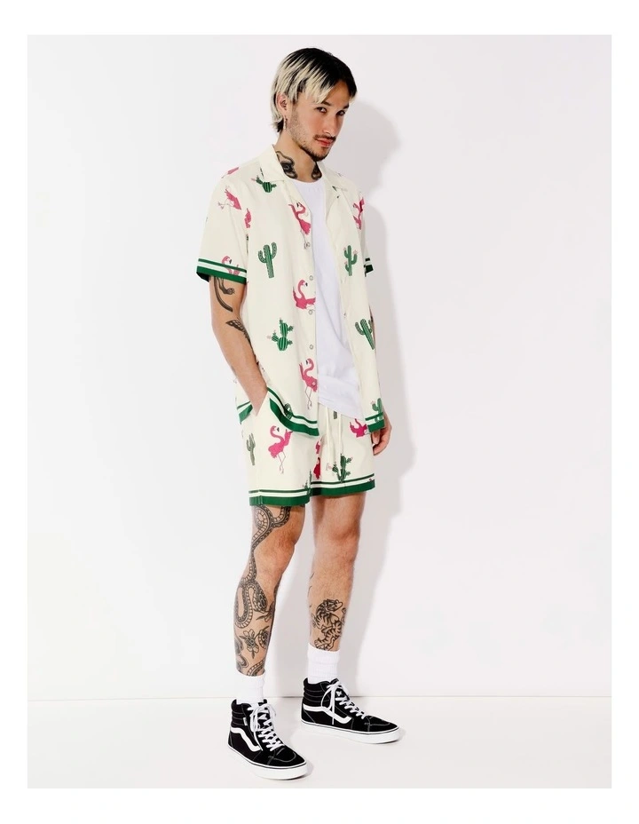 Drago Print Short Sleeve Shirt in Green image 3