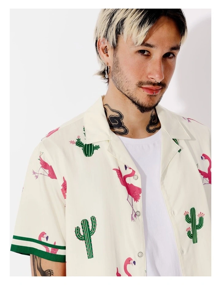 Drago Print Short Sleeve Shirt in Green image 4