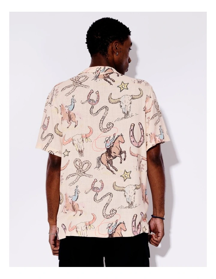 Cassidy Print Linen Blend Short Sleeve Shirt in Pink image 6