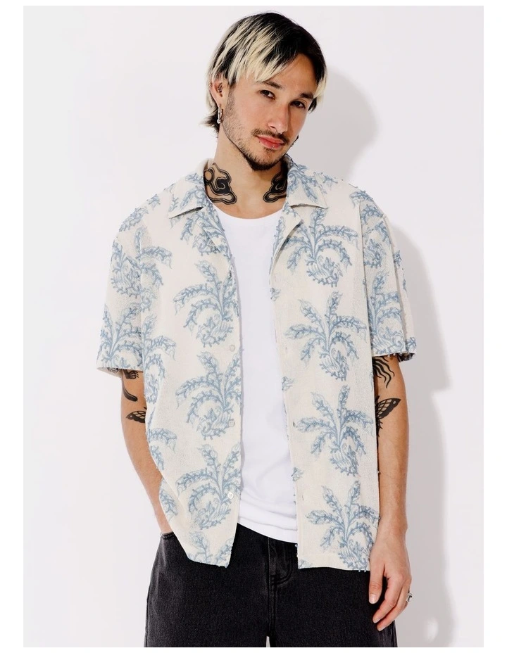 Koa All Gender Embroidery Short Sleeve Shirt in Cream image 1