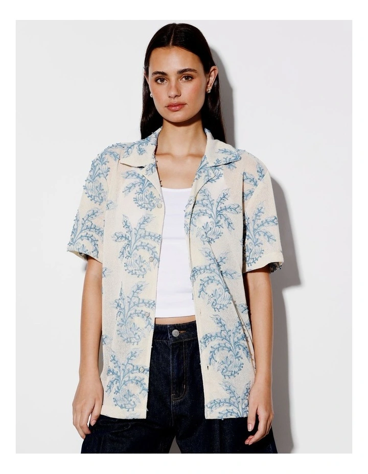 Koa All Gender Embroidery Short Sleeve Shirt in Cream image 2