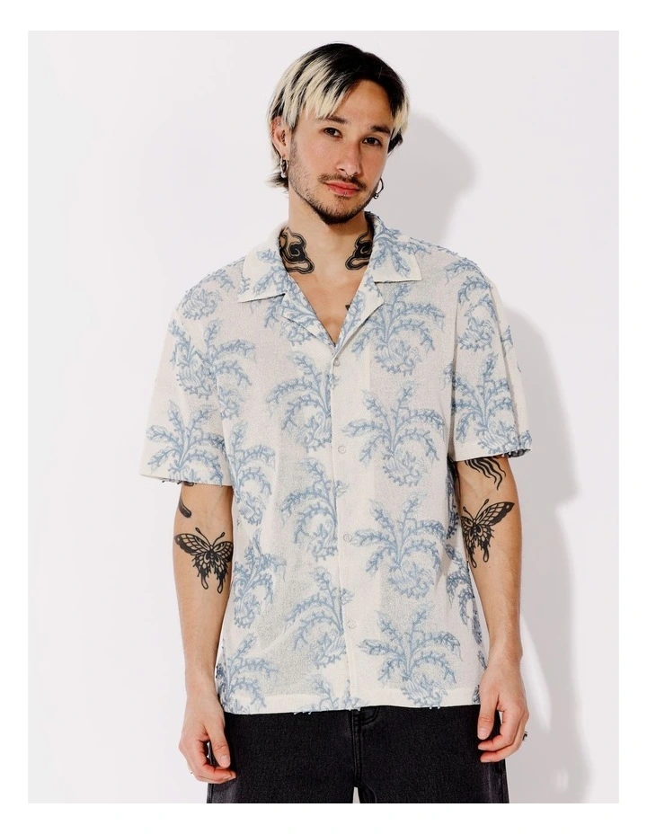 Koa All Gender Embroidery Short Sleeve Shirt in Cream image 5
