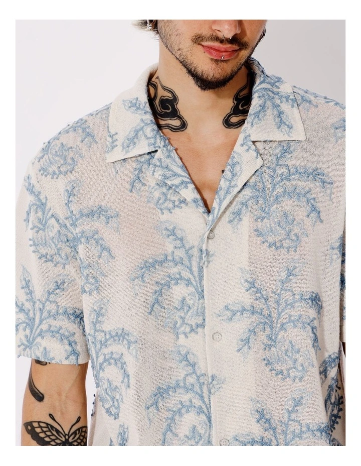 Koa All Gender Embroidery Short Sleeve Shirt in Cream image 6