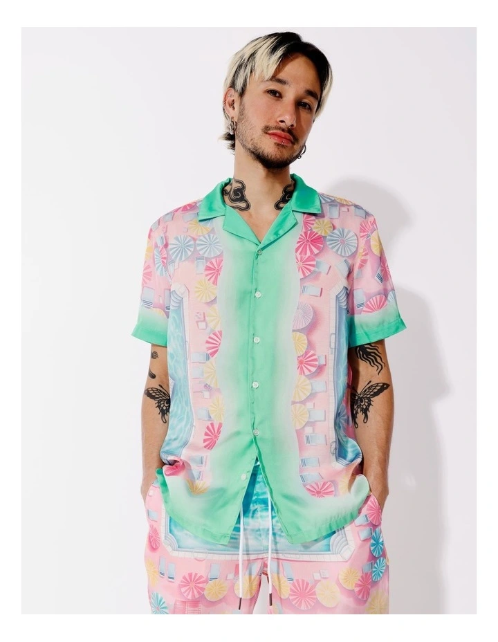 Marshall Print Short Sleeve Shirt in Pink image 1