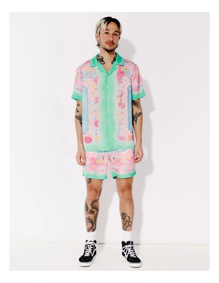 Marshall Print Short Sleeve Shirt in Pink image 2