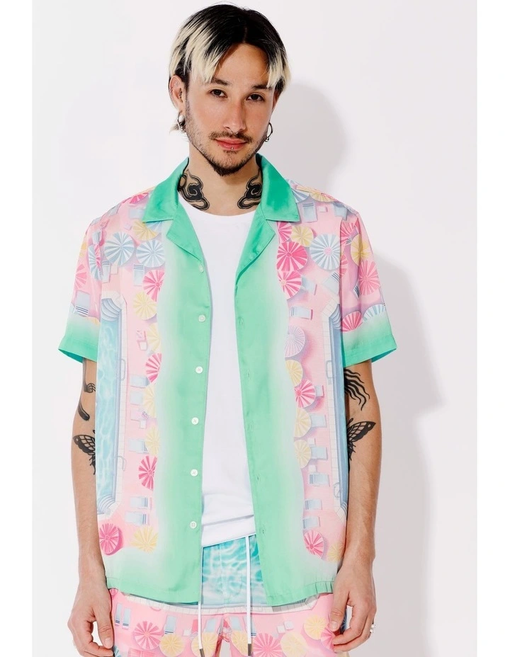 Marshall Print Short Sleeve Shirt in Pink image 3