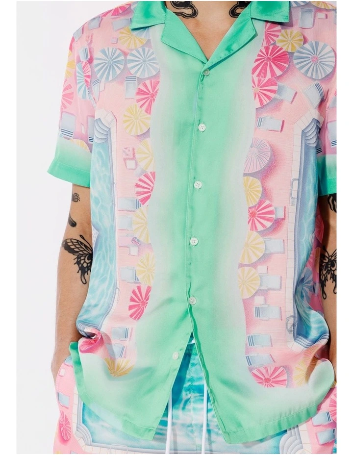 Marshall Print Short Sleeve Shirt in Pink image 4