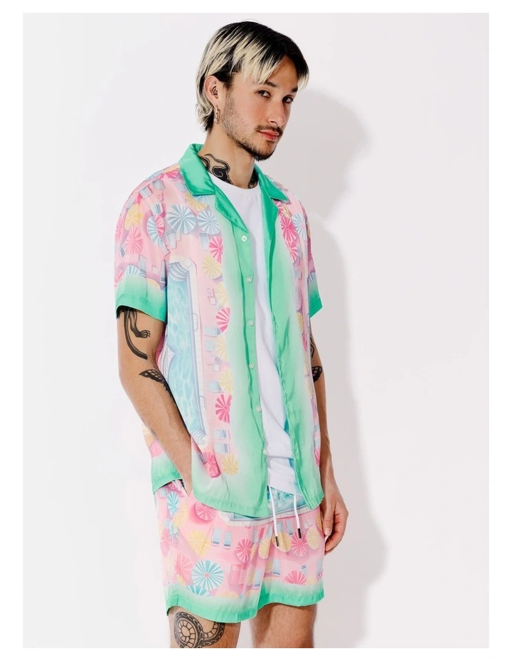 Marshall Print Short Sleeve Shirt in Pink image 5