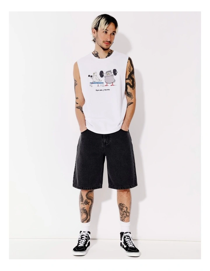Gym Rat Placement Print Tank in White image 3