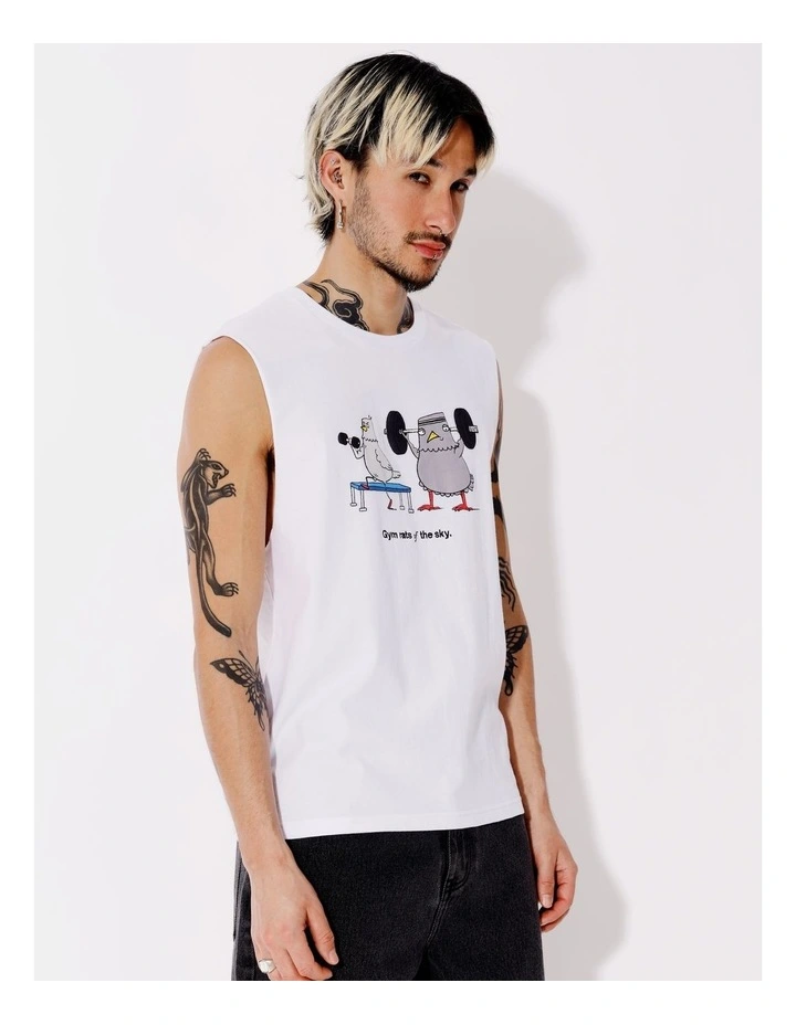 Gym Rat Placement Print Tank in White image 4