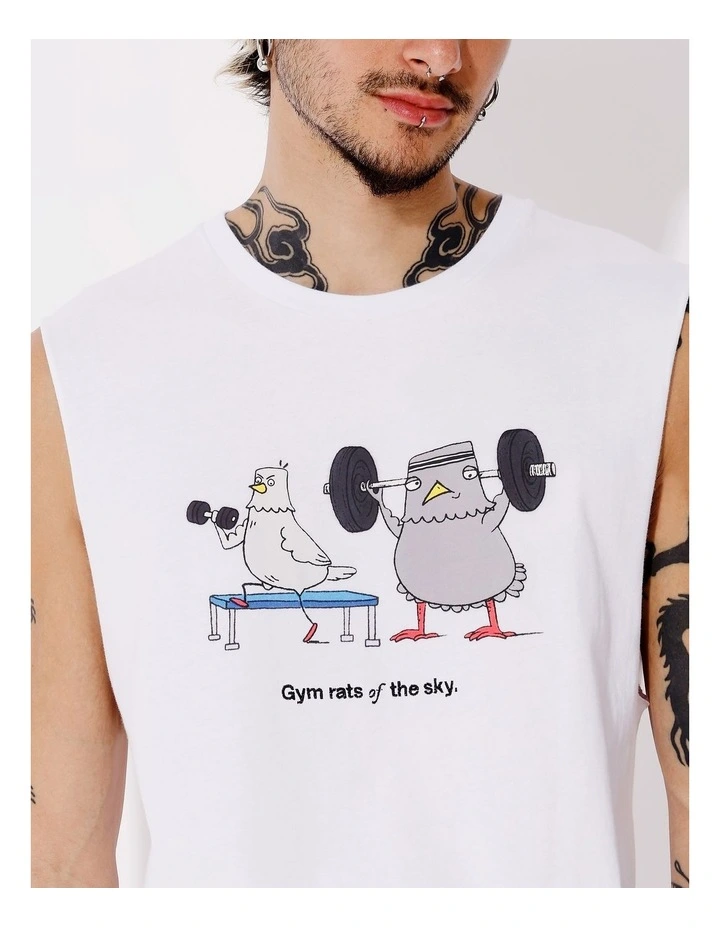 Gym Rat Placement Print Tank in White image 6