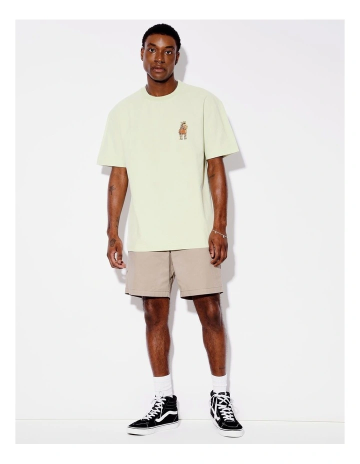 Horse With No Name Placement Print Textured Oversize Tee in Blue image 2