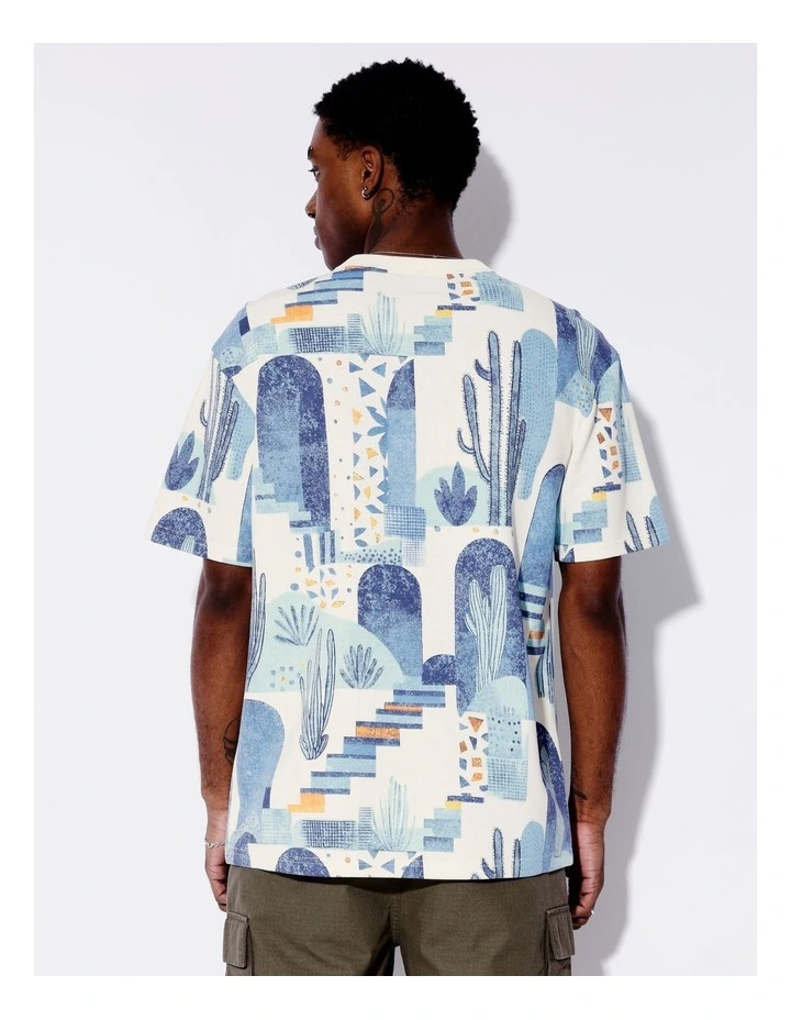 Abstract Print Oversize Tee in Ecru image 5