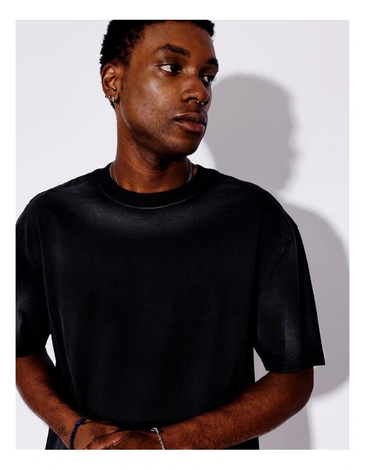 Garment Wash Oversize Tee in Charcoal image 5