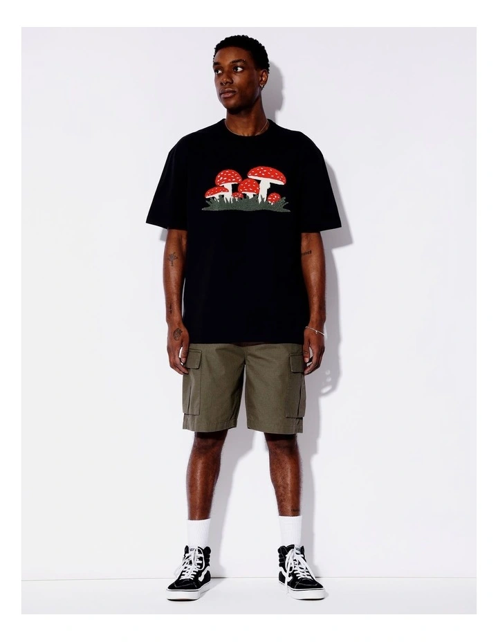 Mushroom Applique Oversized Tee in Black image 3