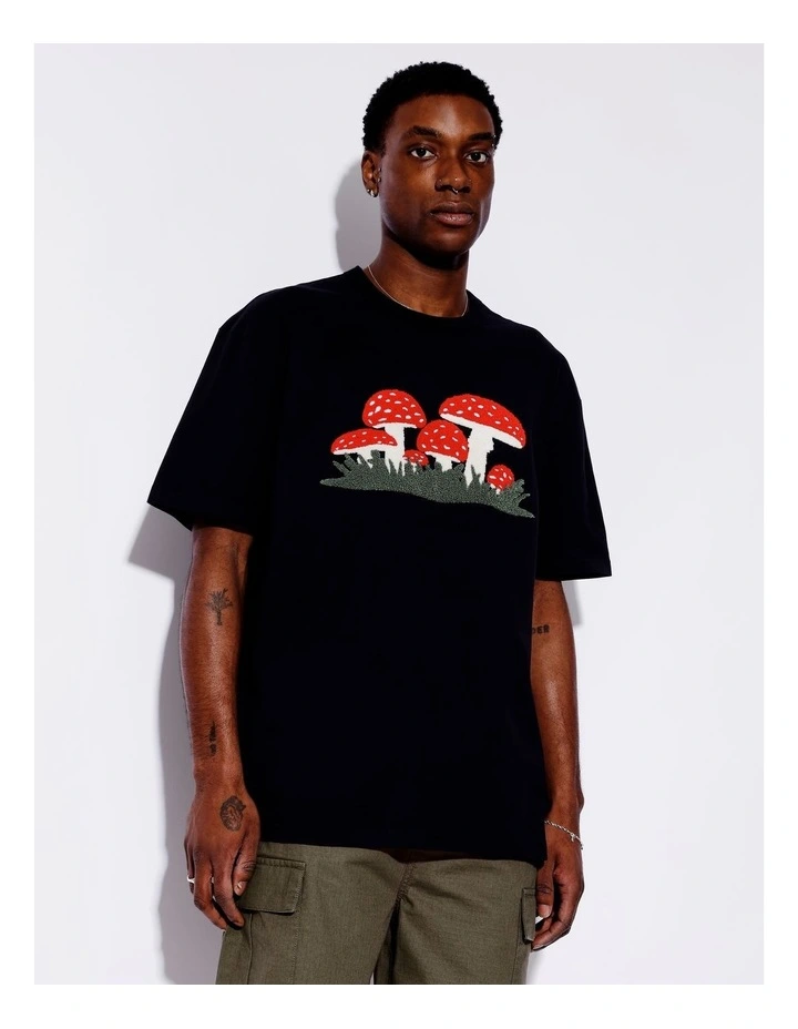 Mushroom Applique Oversized Tee in Black image 4