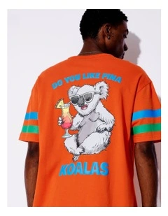 Pina Koala Print Oversize Tee in Orange